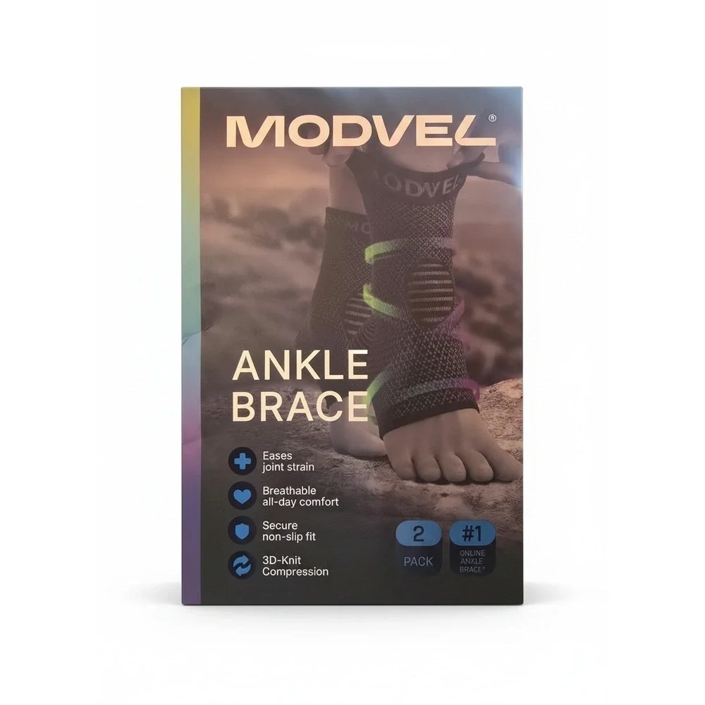 MODVEL Foot & Ankle Brace 2 Socks for Sprained Ankle Compression Sleeve Medium